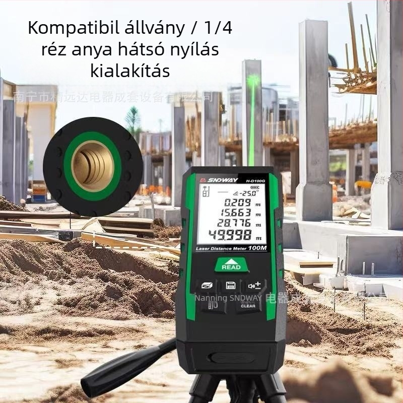 SNDWAY lézeres távolságmérő – kültéri, nagy pontosságú elektronikus mérőeszköz zöld lézerrel és infravörös méréssel