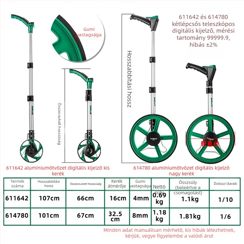 Tuosen kézi távolságmérő kerék nagy és kis kerékkel, mechanikus görgő digitális kijelzővel