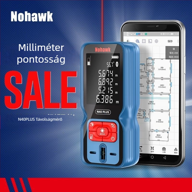 V lézeres távolságmérő kiváló pontossággal, Bluetooth és infravörös mérés, lézeres vonalzó, kézi elektronikus mérőeszköz