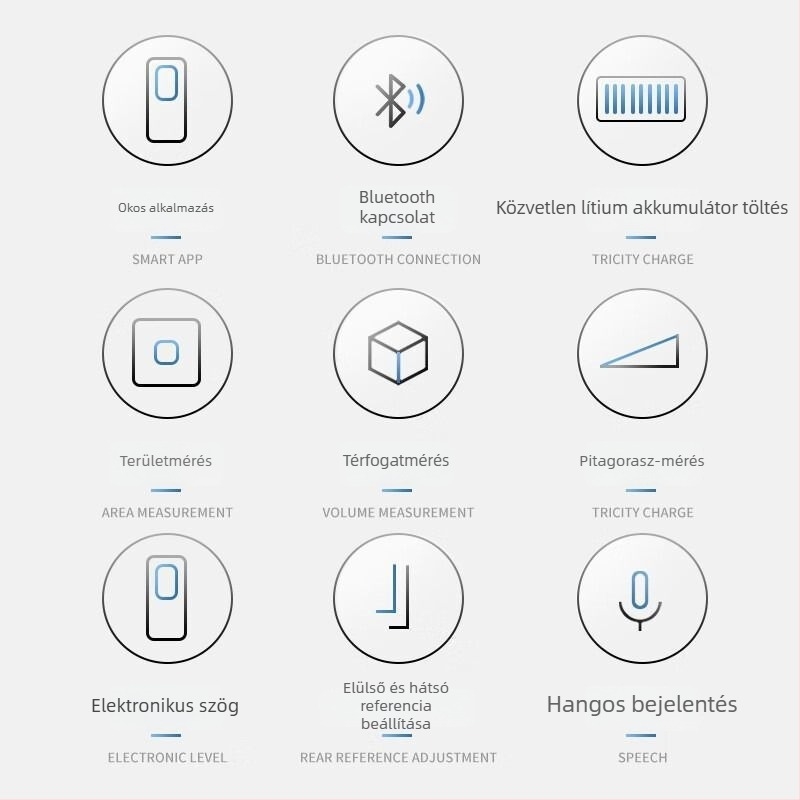 V lézeres távolságmérő kiváló pontossággal, Bluetooth és infravörös mérés, lézeres vonalzó, kézi elektronikus mérőeszköz