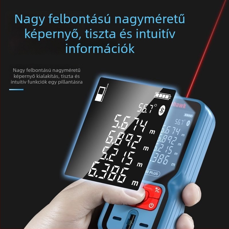 V lézeres távolságmérő kiváló pontossággal, Bluetooth és infravörös mérés, lézeres vonalzó, kézi elektronikus mérőeszköz
