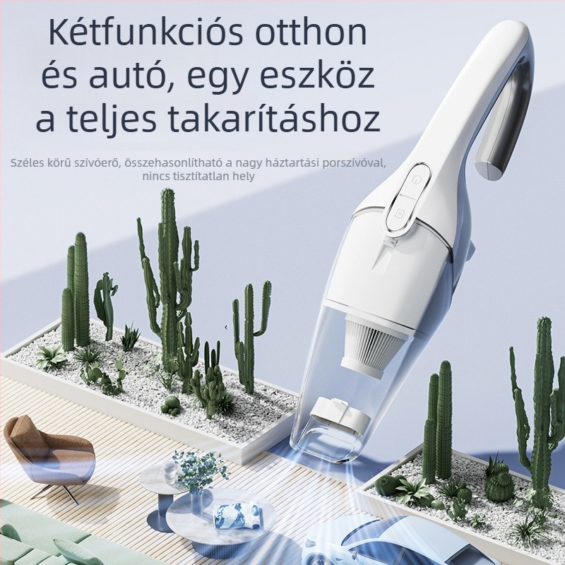 Kézi használatú porszívó autóhoz és otthonhoz — 45 W bemeneti teljesítmény, 5300 Pa szívóerő, 12 perc akkumulátor üzemidő, újratölthető