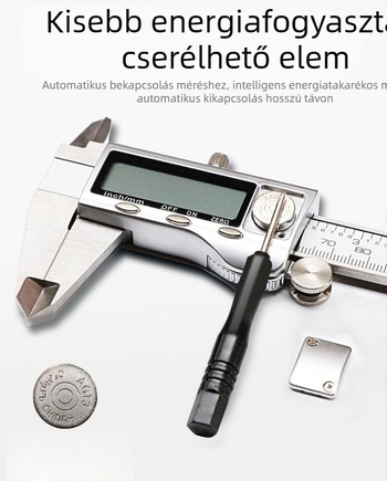 Digitális tolómérő rozsdamentes acélból, 150 mm tartomány, pontosság 0,02 mm, nettó tömeg 350 g