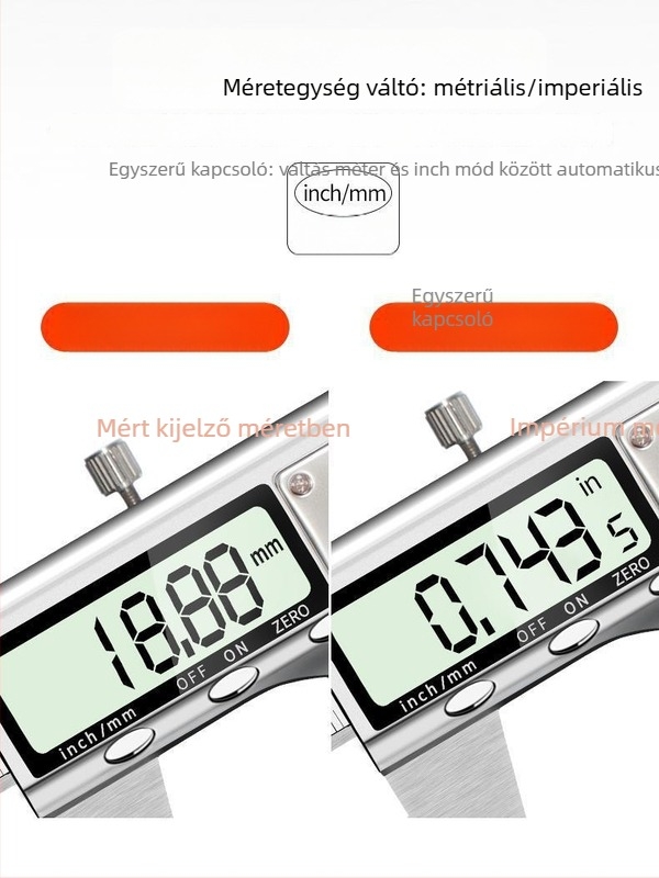 Digitális tolómérő rozsdamentes acélból, 150 mm tartomány, pontosság 0,02 mm, nettó tömeg 350 g