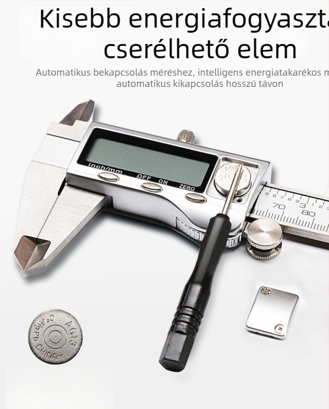 Digitális tolómérő rozsdamentes acélból, 150 mm tartomány, pontosság 0,02 mm, nettó tömeg 350 g