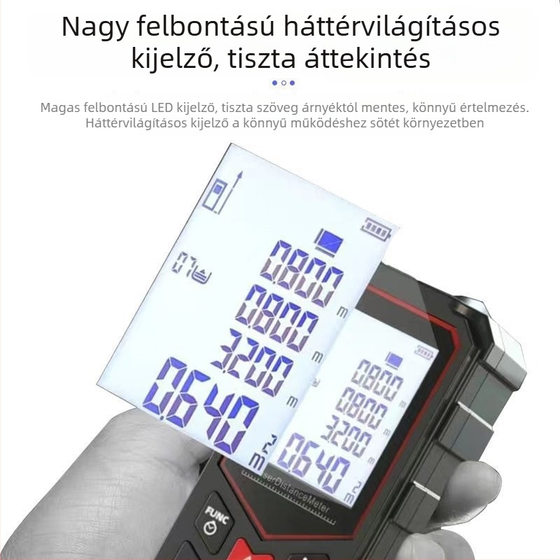 Kézben tartható infravörös lézeres távolságmérő beltéri használatra, többszfunkciós elektronikus vonalzó, távolságmérő készülék