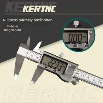 KERTNC digitális tolómérő műanyag házban, elektronikus kijelző, mélység- és lépcsőmérés