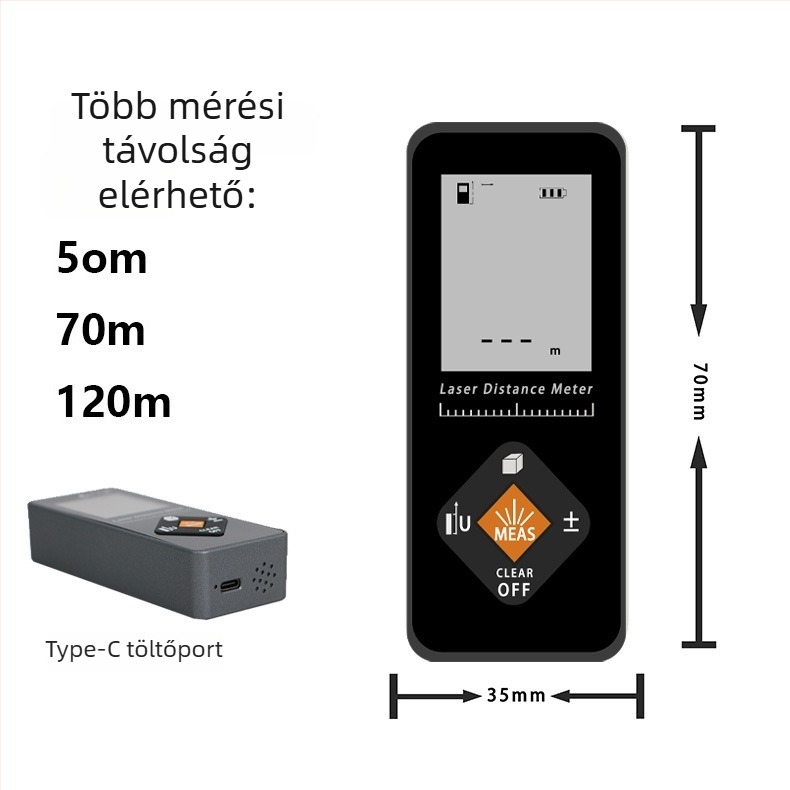 Belső használatra készült lézeres távolságmérő, 100 m tartomány, sorozat D/DS, hangos figyelmeztetések