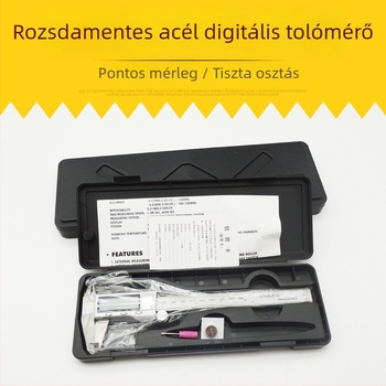 Elektronikus digitális tolókalapács rozsdamentes acélból, fém ház, 0-150