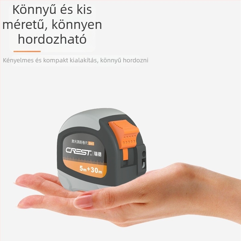 Kézben tartott lézeres távolságmérő 30+5 m tartomány, 0,01 m pontosság, ABS ház, lítium akkumulátor, otthoni dekorációhoz
