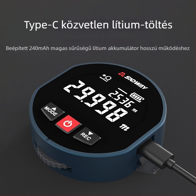 SW-X30D Kézi gördülő távolságmérő digitális kijelzővel, tartomány 0–99 m, pontosság 0.1, működési feszültség 3.7 V