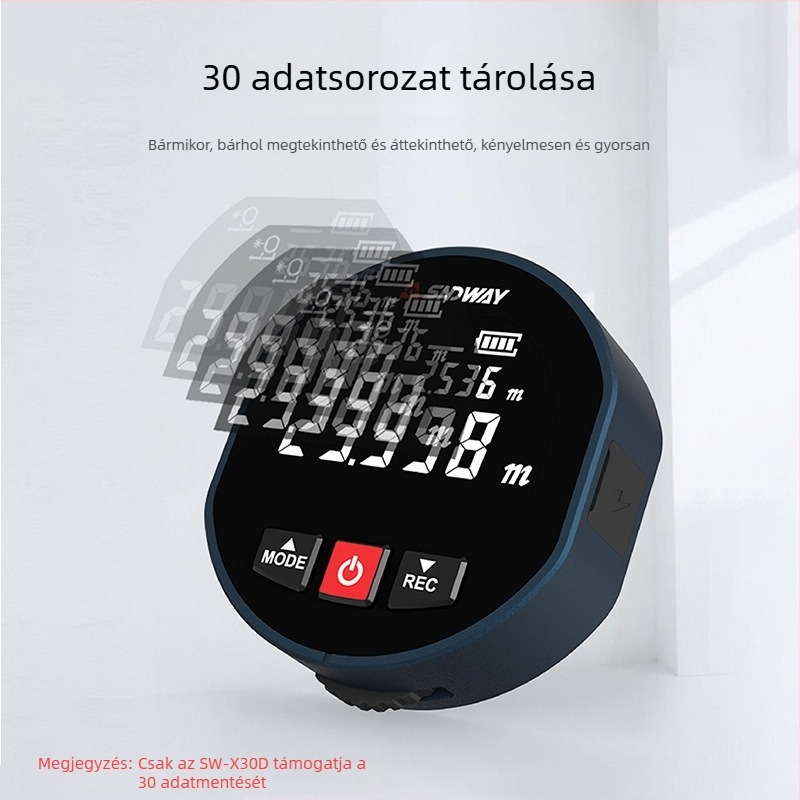 SW-X30D Kézi gördülő távolságmérő digitális kijelzővel, tartomány 0–99 m, pontosság 0.1, működési feszültség 3.7 V