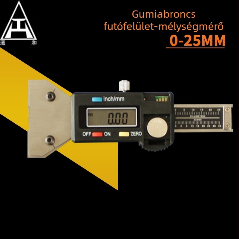 Digitális tolómérő az autógumi futófelületének mélységéhez, 0–25 mm