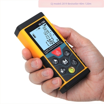 Kézi lézeres távolságmérő elektronikus szinttel – 40–120 m hatótávolság, 20 mérés memória, sorozat H40/H60/H80/H100/H120