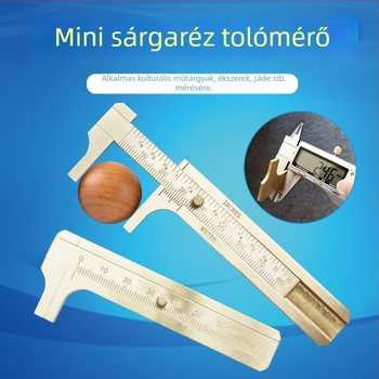 Mini digitális tolómérő vernier-skálával, test bronzból, réz részekkel és rozsdamentes acél részekkel
