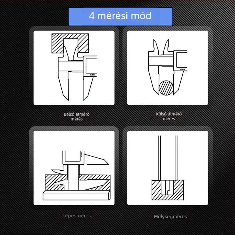 Digitális tolómérő háttérvilágítású, nagy kijelzővel, magas precizitás, OEM márka, újratölthető