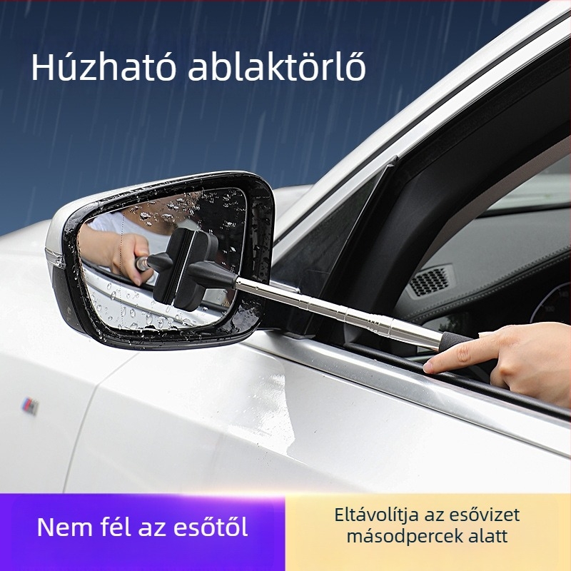 Teleszkópos autó ablaktörlő és kaparó, univerzális modell 312, PE természetes gumi + rozsdamentes acél