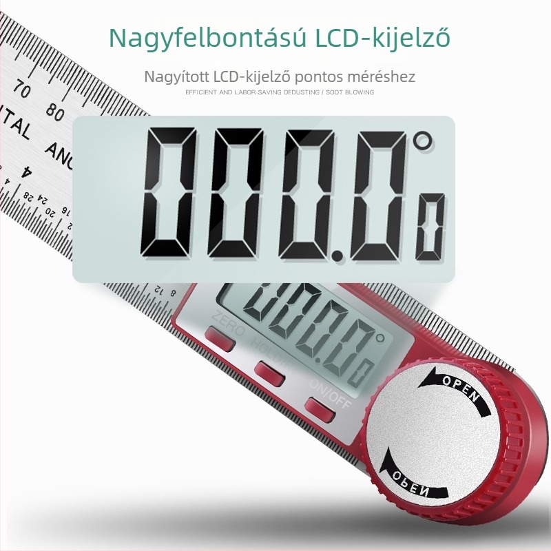 Digitális szögmérő kijelzővel, nagy pontosságú ipari mérőeszköz famegmunkáláshoz, többfunkciós protraktor