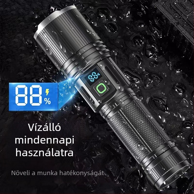 LED zseblámpa mechanikus zoommal (alumínium ötvözet; 5000 mAh; 10 W; LED; hatótáv >500 m)