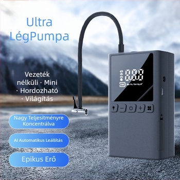 Könnyen hordozható autó légpumpa digitális kijelzővel, 80W, 5V2A, 70 L/min, rendkívül gyors felfújás