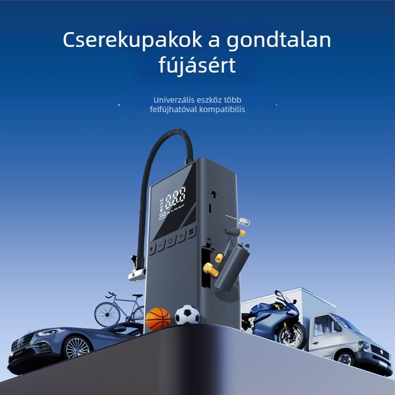 Könnyen hordozható autó légpumpa digitális kijelzővel, 80W, 5V2A, 70 L/min, rendkívül gyors felfújás