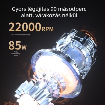 Vezeték nélküli elektromos levegőpumpa autóhoz és kerékpárhoz, USB töltés, 100W, digitális nyomásmérő, 30 L/min infláció