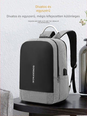 Unisex laptop hátizsák USB porttal és jelszavas zárval, 20–35L kapacitás, nylon anyag, kopásálló, üzleti ingázáshoz