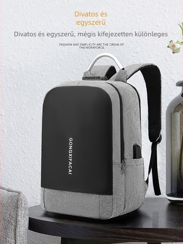 Unisex laptop hátizsák USB porttal és jelszavas zárval, 20–35L kapacitás, nylon anyag, kopásálló, üzleti ingázáshoz