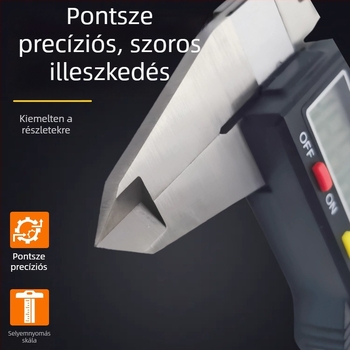 Digitális tolómérő rozsdamentes acélból, digitális kijelző, magas pontosságú vastagságmérés, ipari és otthoni használat