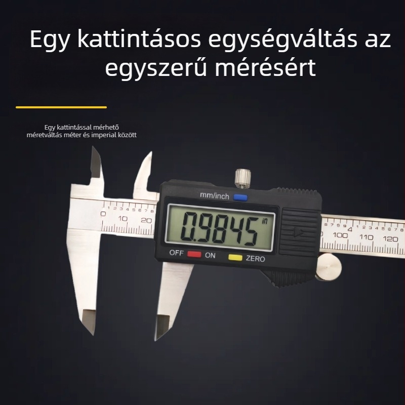 Digitális tolómérő rozsdamentes acélból, digitális kijelző, magas pontosságú vastagságmérés, ipari és otthoni használat