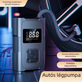 Járműre szerelhető elektromos levegőpumpa digitális kijelzővel, 12V, 120W, 35 L/min, USB-C töltés
