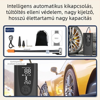Vezeték nélküli autó légpumpa, hordozható elektromos gumiszivattyú, két hengerrel
