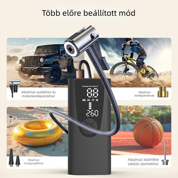 Vezeték nélküli autó légpumpa, hordozható elektromos gumiszivattyú, két hengerrel