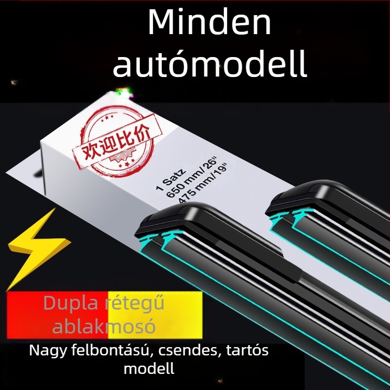 Keret nélküli ablaktörlő dupla gumiszalaggal, nagy felbontású, csendes működés