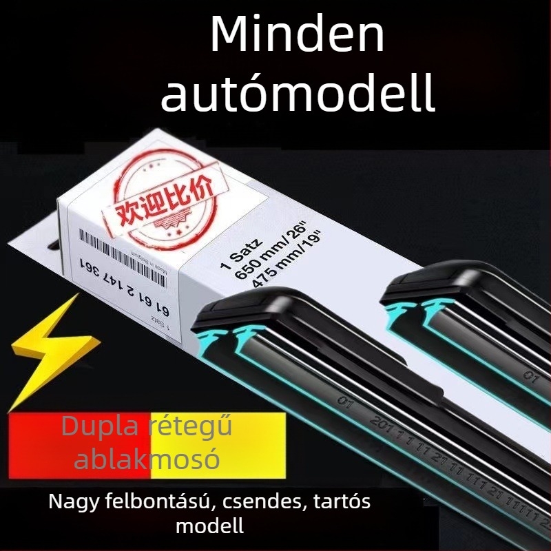 Keret nélküli ablaktörlő dupla gumiszalaggal, nagy felbontású, csendes működés