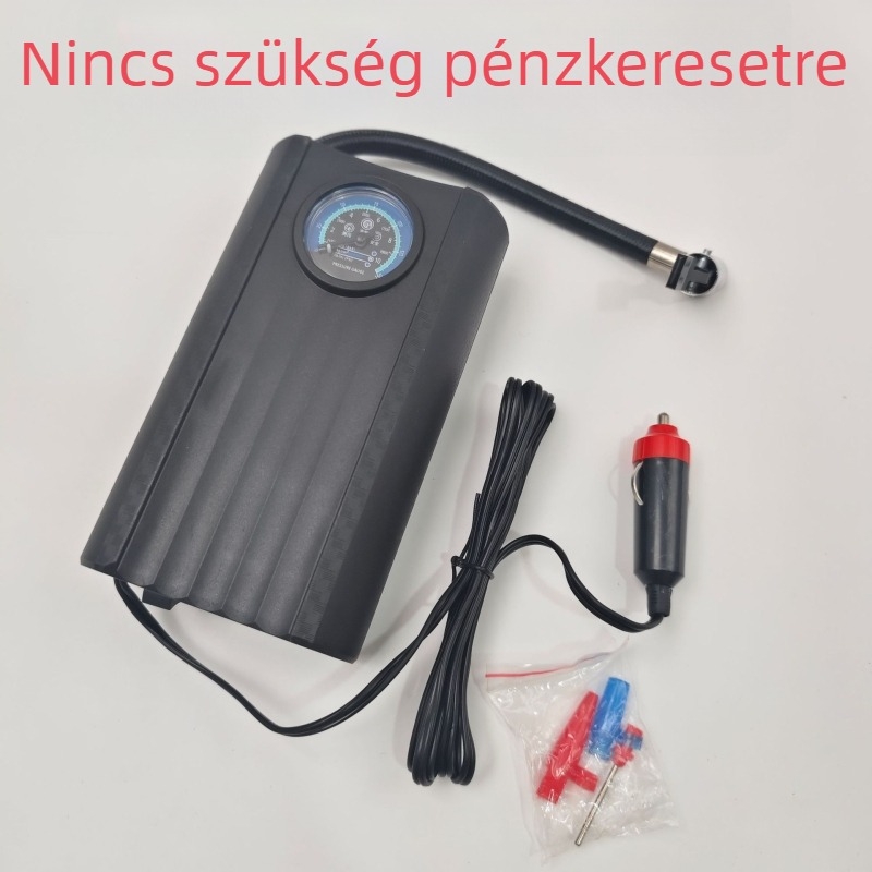 Kézi hordozható levegőpumpa elektromos járművekhez, guminyomás-mérővel, 12-27V, 120W, 40 L/perc, 2,7 m kábel