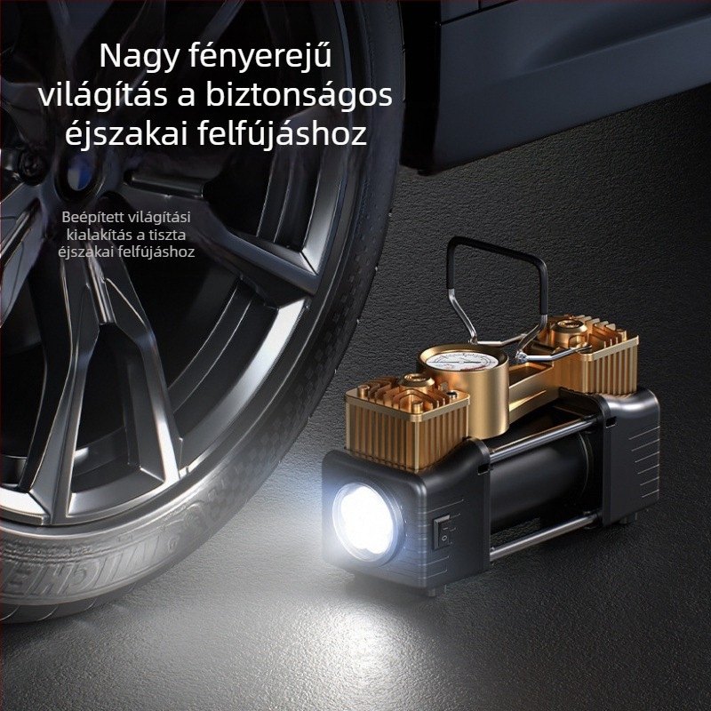 Autóba szerelt keréknyomás pumpa, nagy teljesítményű hordozható elektromos sűrítő, 12V, 120W, 3 m kábel, légáramlás 35 L/min