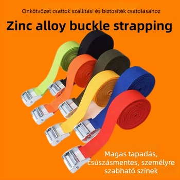 Csomagszállító hevederek cink-ötvözet csattal, nylon-poliészter-PP szalaggal, MH20-25, a csomagok és rakományok biztonságos rögzítéséhez