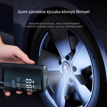 Hordozható gumiabroncs-inflátor autókhoz, motorosokhoz, kerékpárokhoz és elektromos járművekhez – digitális kijelző, 7,4V, 18650 akkumulátor, 80W, 25 L/min
