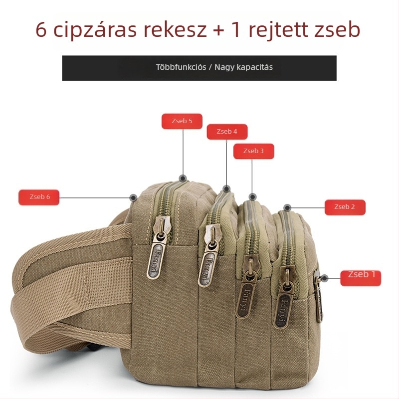 Férfi vászon deréktáska, városi letisztult stílus, egyszínű modell, modell 306/304.