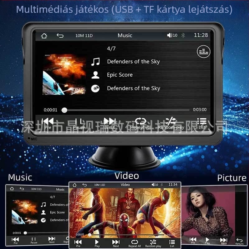 Hordozható vezeték nélküli CarPlay/Android Auto vevő, HD tolató kamera, Bluetooth zenelejátszás, LCD kijelző és microSD kártya támogatás