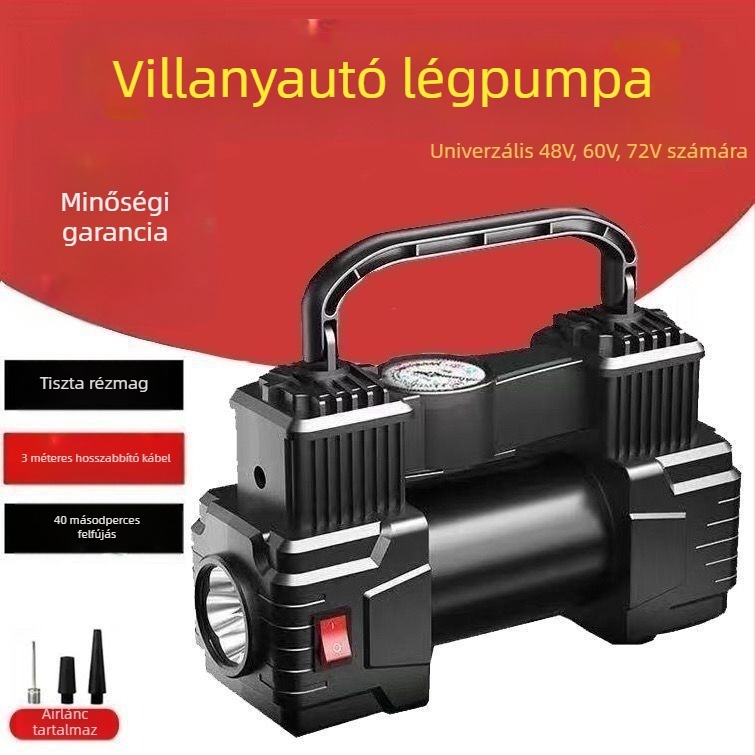 Elektromos járművek légpumpája, 220W, digitális kijelző, két vagy több henger, figyelmeztető fény