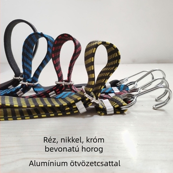 Elasztikus kötöző heveder motorkerékpárhoz és poggyászhoz alumínium ötvözet csattal, latex huzal anyag, teherbírás 100 kg