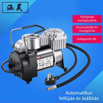 220V háztartási felfújó, fémtesttel, 200W, 1,2 m kábel, manométer, autóhoz, kerékpárhoz, motorkerékpárhoz, labdákhoz, buborékoló oszlophoz