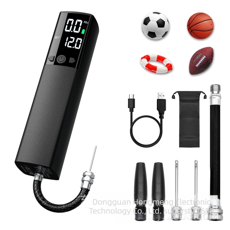 AP-04 elektromos levegőpumpa, vezeték nélküli, digitális kijelző, USB töltés, LED világítás, 25 L/min, kerékpárok, mentőgyűrű és különféle labdákhoz