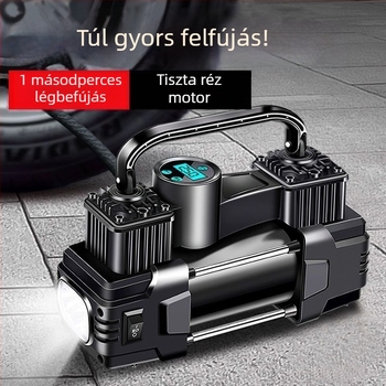 Járműre szerelt légpumpa, kéthengeres, 220W, digitális kijelző, 5 m-es kábel