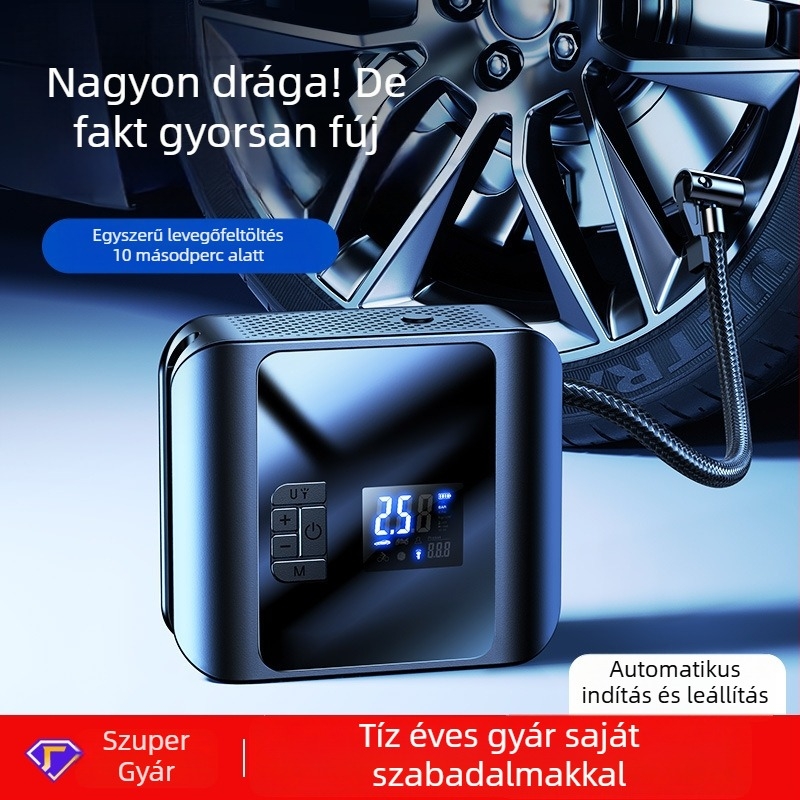 Vezeték nélküli autó légpumpa kettős hengerekkel – digitális kijelző, 100W, 11.1V, 25 L/perc