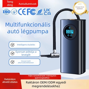 Autóba szánt levegőpumpa manométerrel, USB töltéssel, 8,4V, 100W, 70 L/min, digitális kijelző