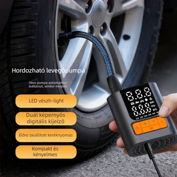 Autóba szánt levegőpumpa, hordozható egyhengeres fújó, 12V, <80W, 25 L/min, >20 perc folyamatos működés