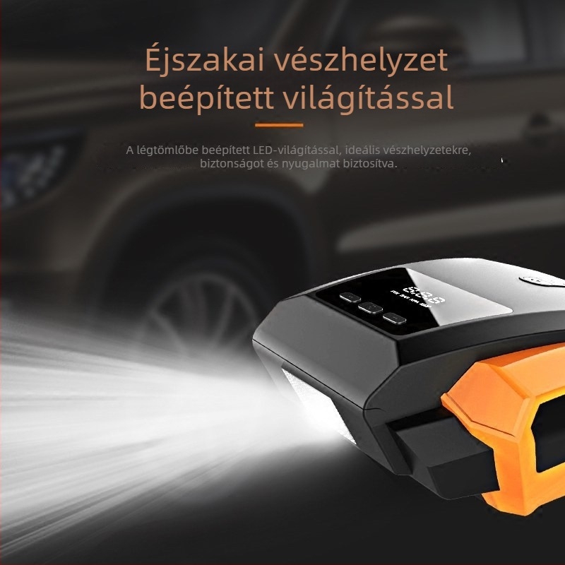 Digitális kijelzős autópumpa, 12V, 120W, 2.85 m kábel, világítás és nyomásmérő